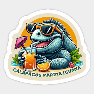 Galapagos marine iguana drinking juice and enjoying summer Sticker